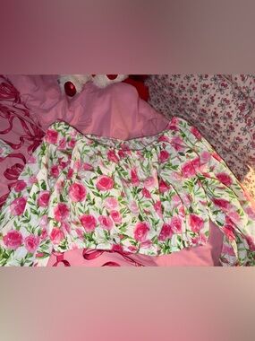 Fashion Nova Pink Floral Off-Shoulder Crop Top